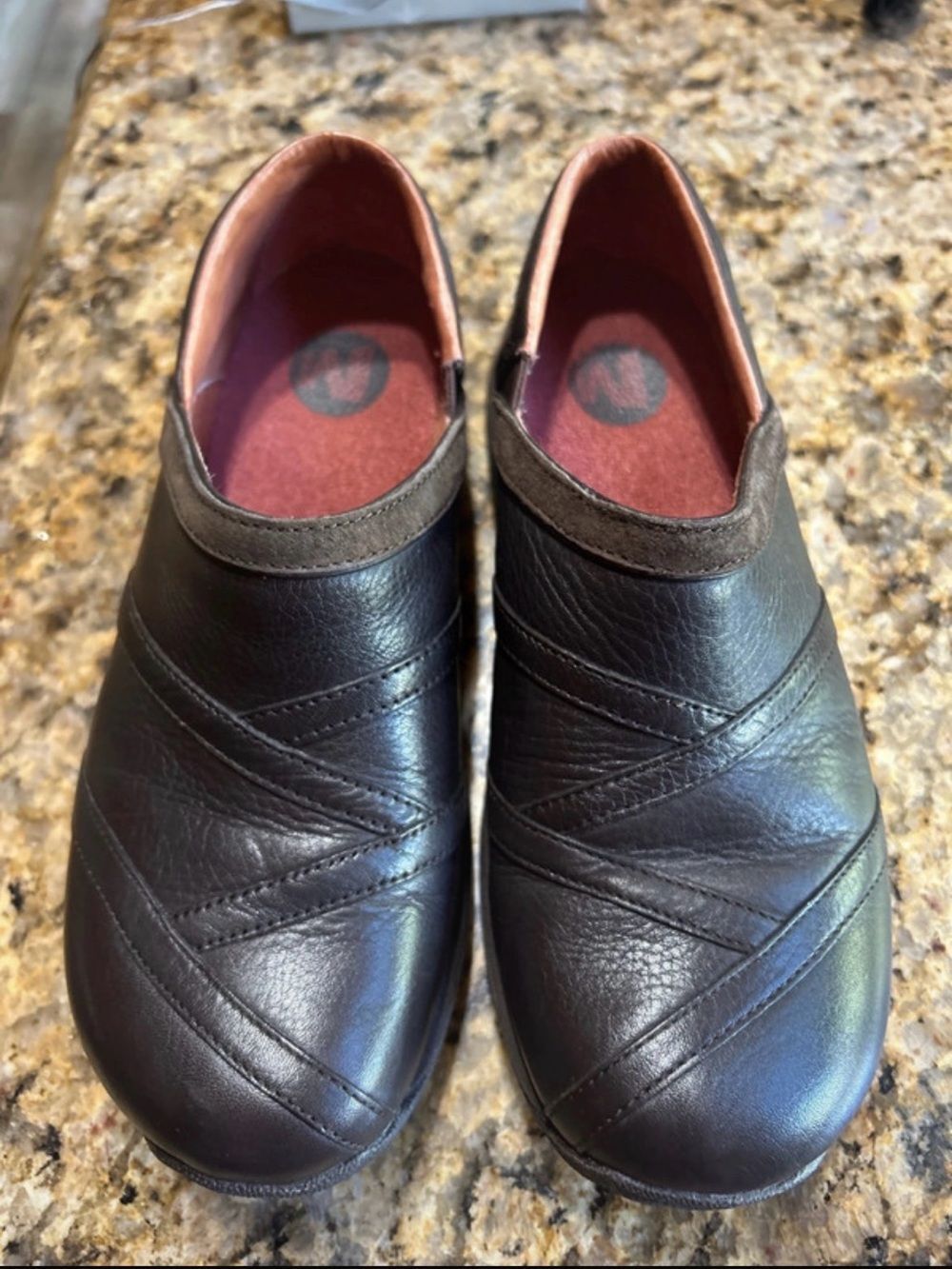 Merrell Women's Dark Brown Leather Slip-On Clogs